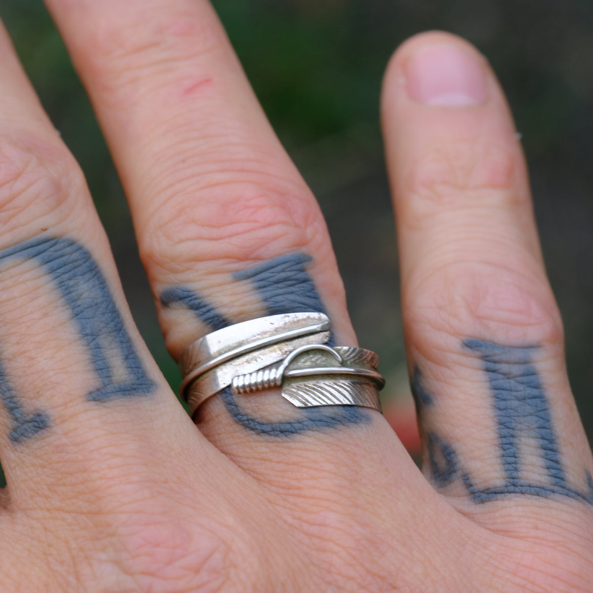Vintage Sterling Silver Feather Ring 8.5