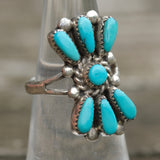 Vintage Sterling Turquoise Cluster Ring 5