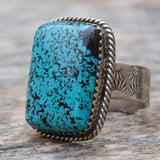 Vintage Sterling Turquoise Stamped Band Ring 7.25