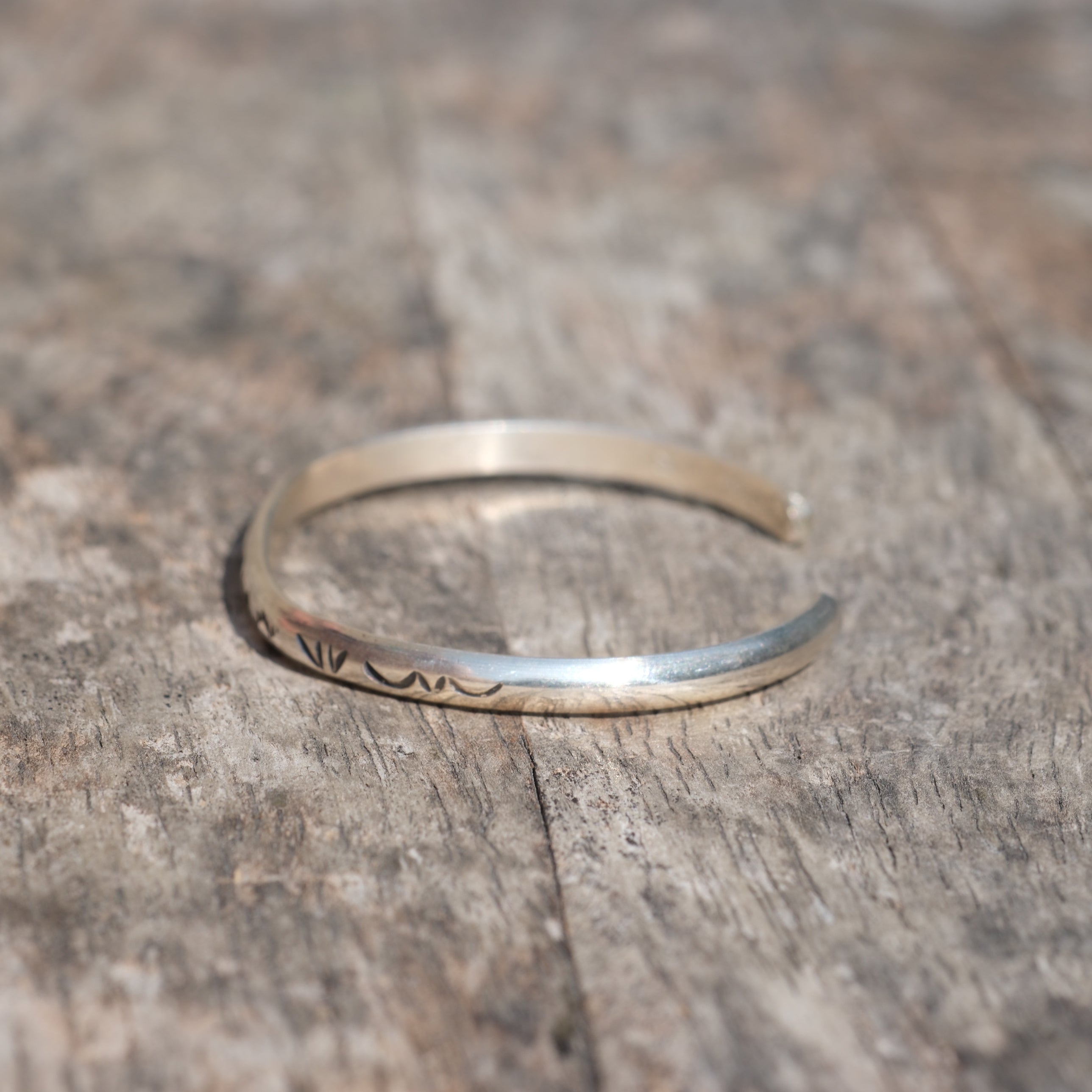 Vintage Sterling Silver Snake Stamped Cuff