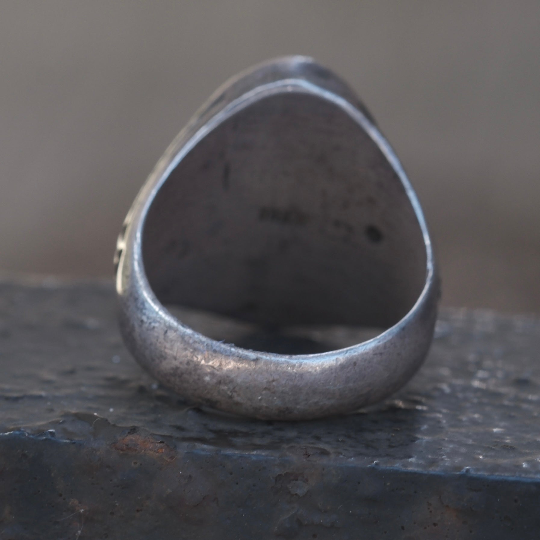 Vintage Sterling Turquoise Thunderbird Ring 8.75