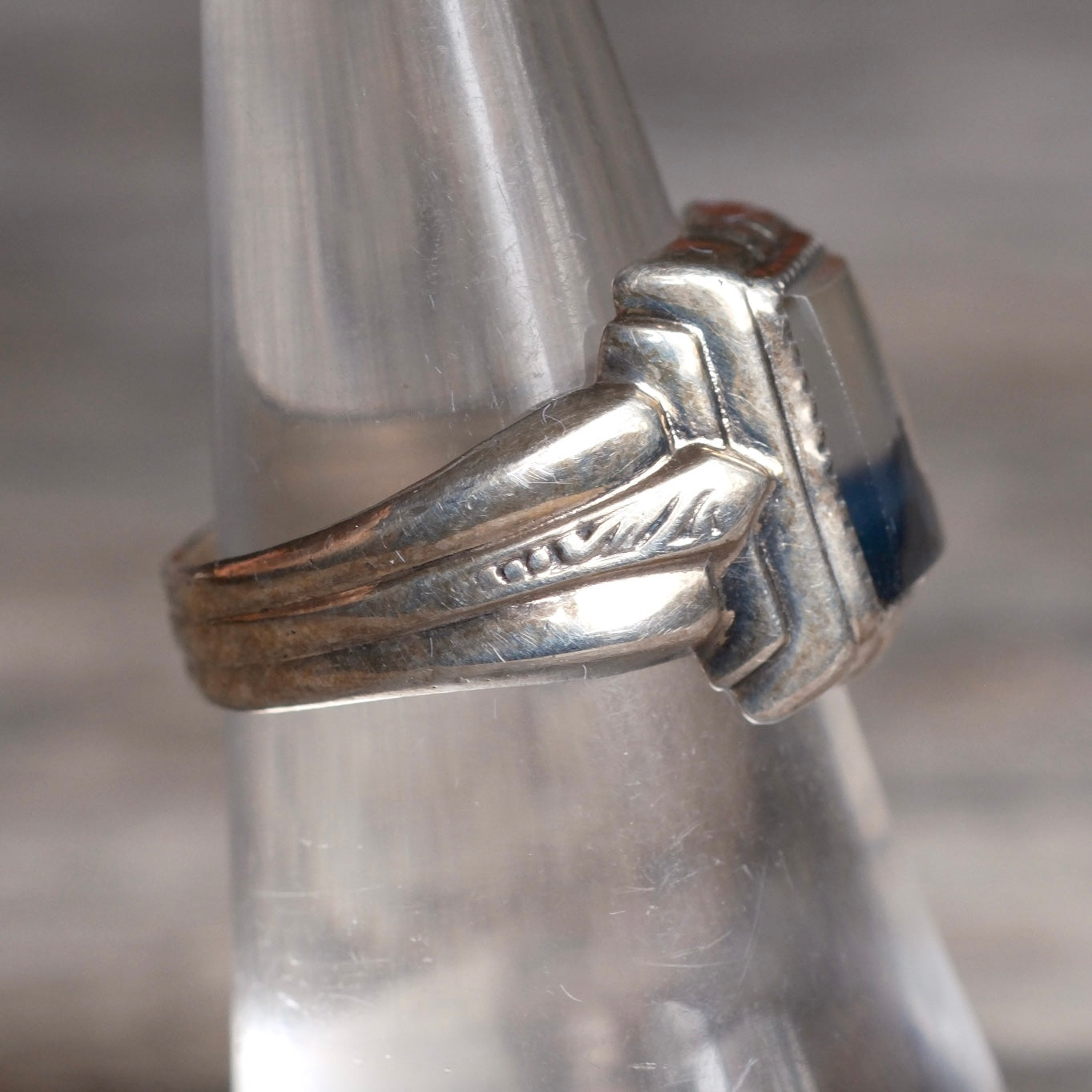 Vintage Sterling Agate Signet Ring 6.75