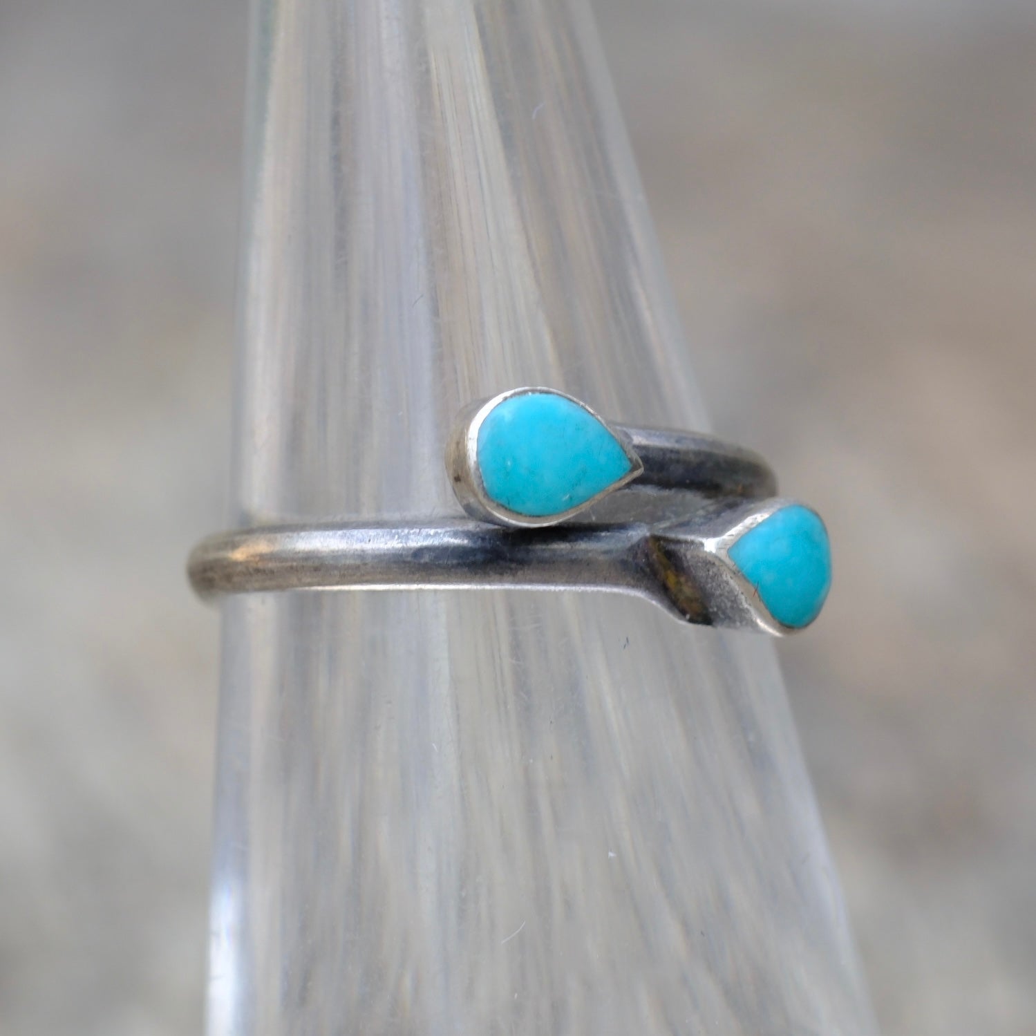 Vintage Sterling Turquoise Overpass Ring 5