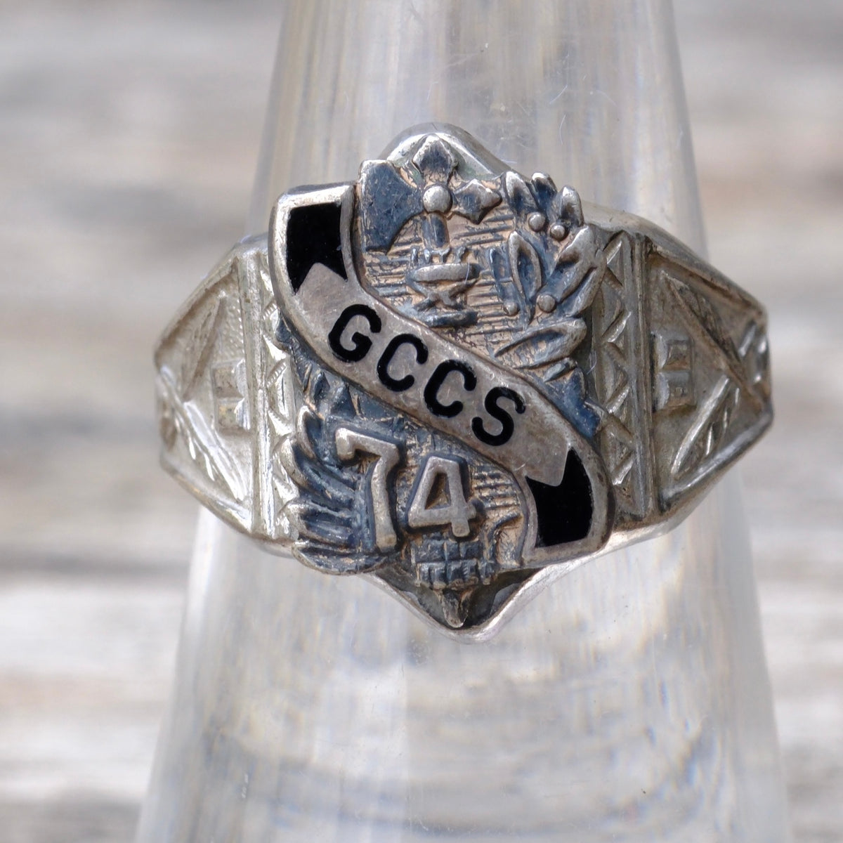 Vintage Sterling 1974 Class Signet Ring 7.5