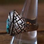 Vintage Sterling Chunky Turquoise Feather Ring 10