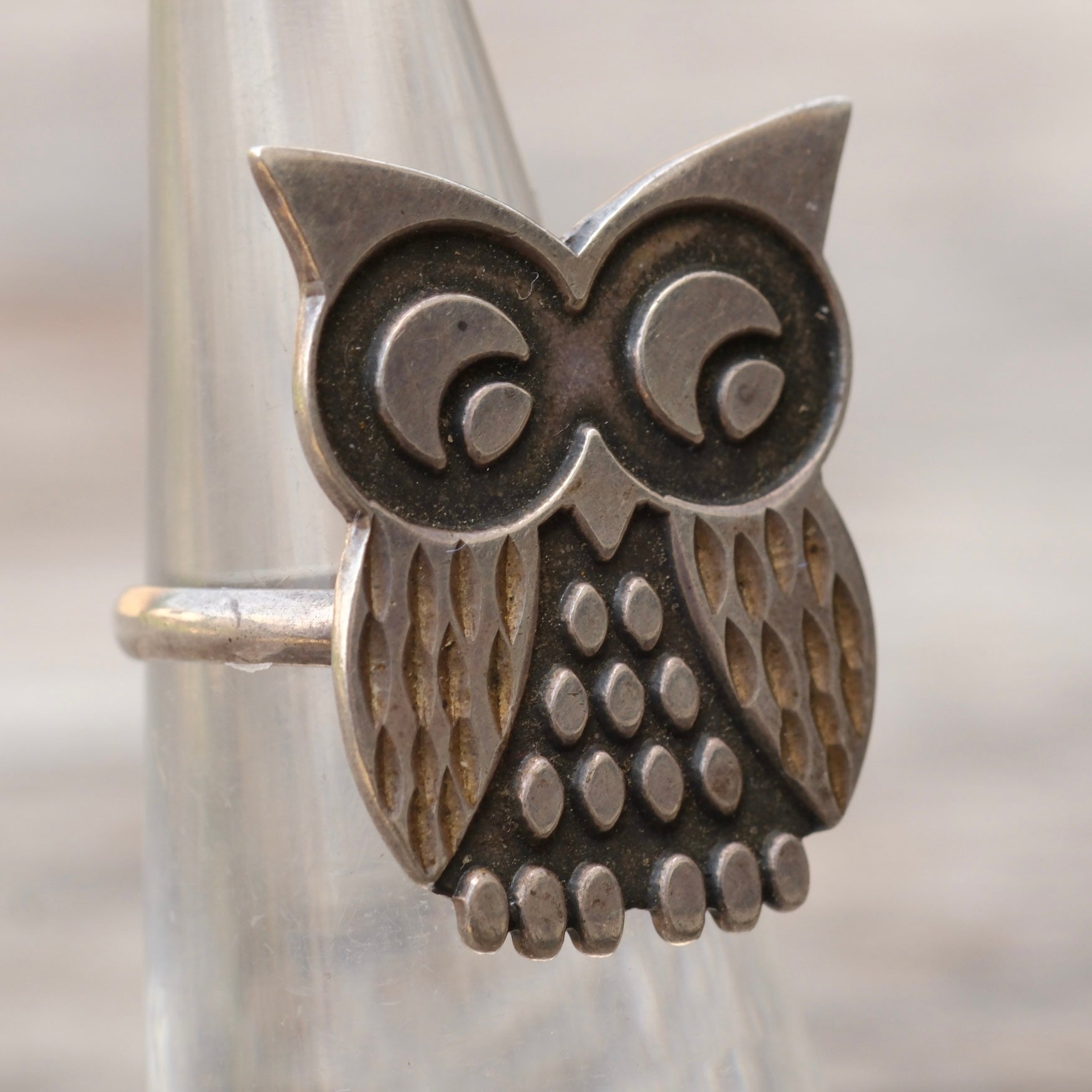 Vintage Sterling Silver Owl Ring 5