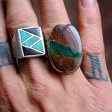 Vintage Sterling Jasper Ring 6.75