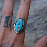 Vintage Sterling Multistone Inlay Ring 10