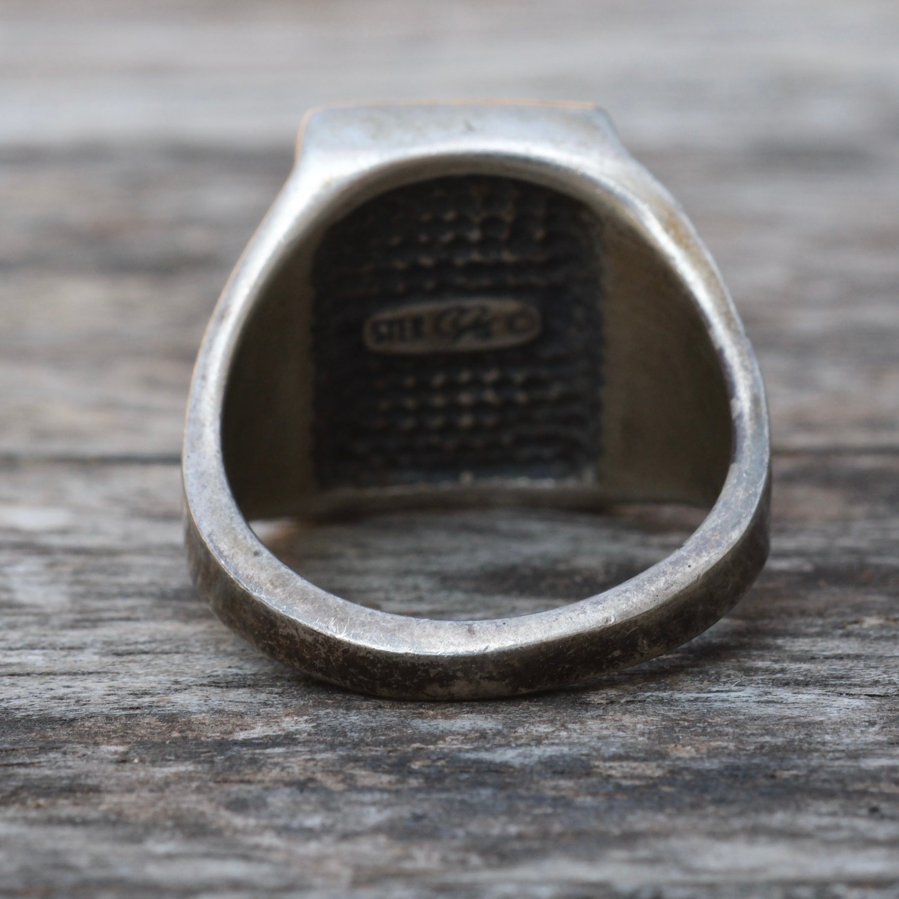Vintage Sterling Crushed Turquoise Eagle Ring 9.75