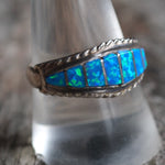 Vintage Sterling Opalite Inlay Band 10.75