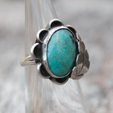 Vintage Sterling Turquoise Feather Ring 4.75
