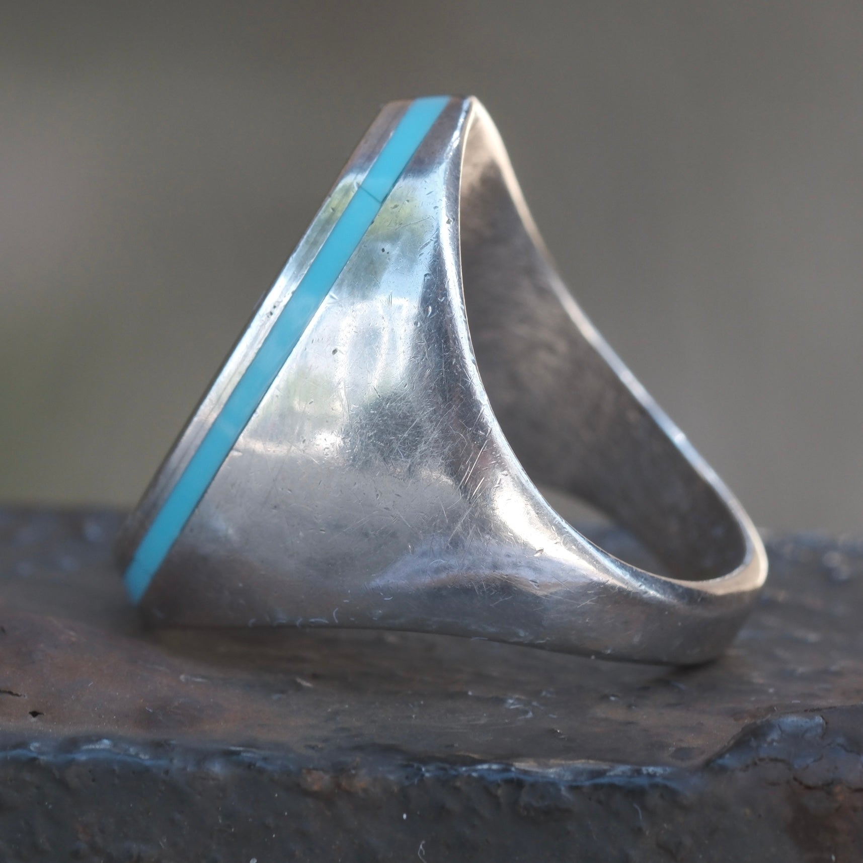 Vintage Sterling Zuni Inlay Eagle Ring 10