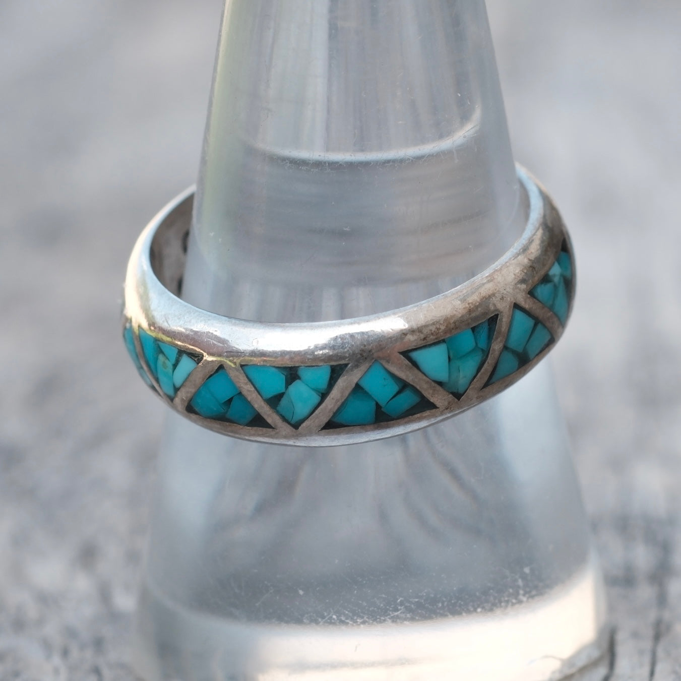 Vintage Sterling Turquoise Band Ring 9