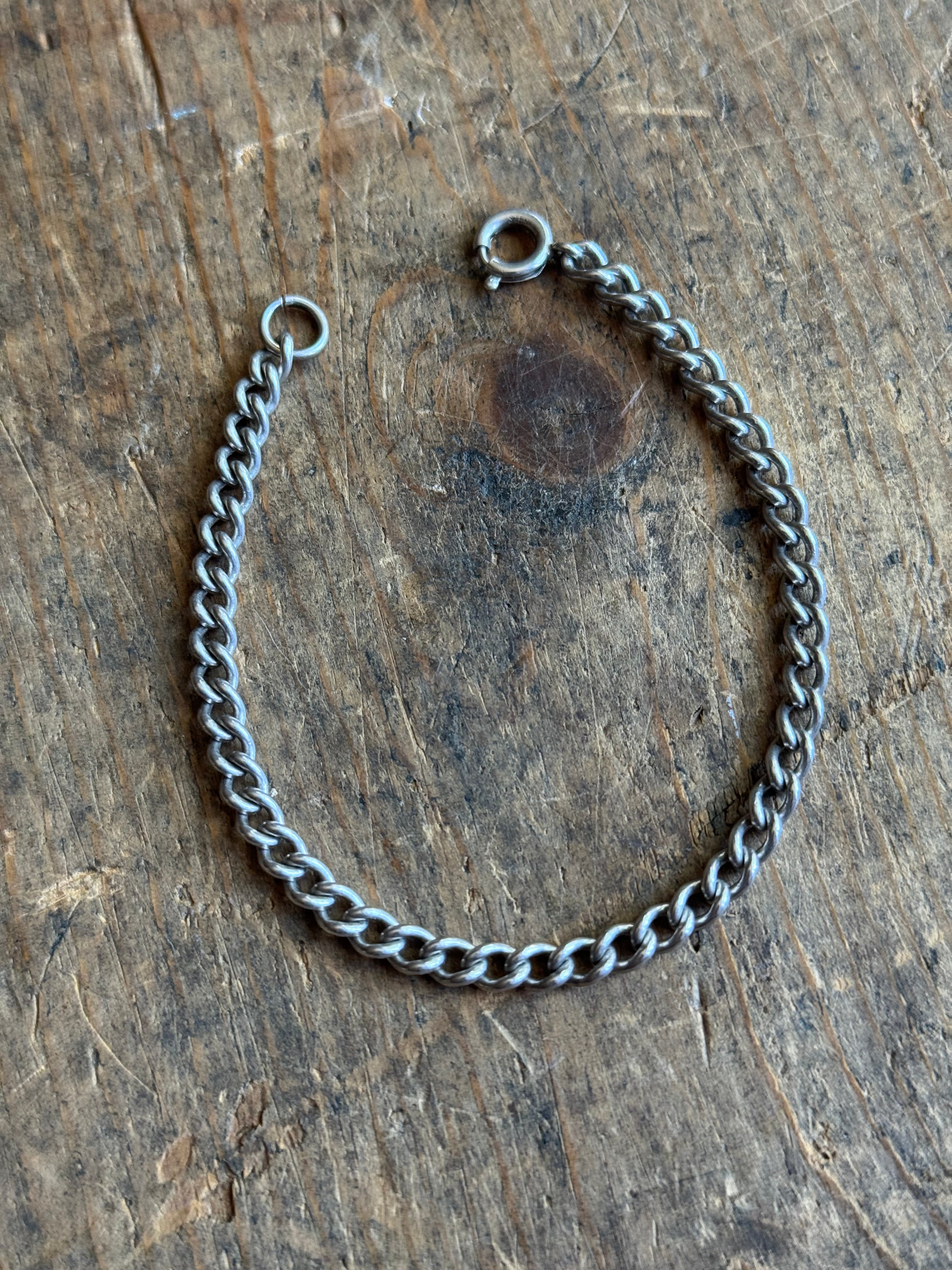 Vintage Sterling Silver Curb Chain Bracelet 7.25"