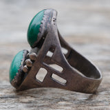 Vintage Sterling 2-Stone Malachite Ring 11.75