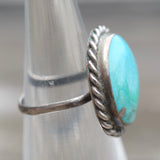 Vintage Sterling Turquoise Roper Ring 4