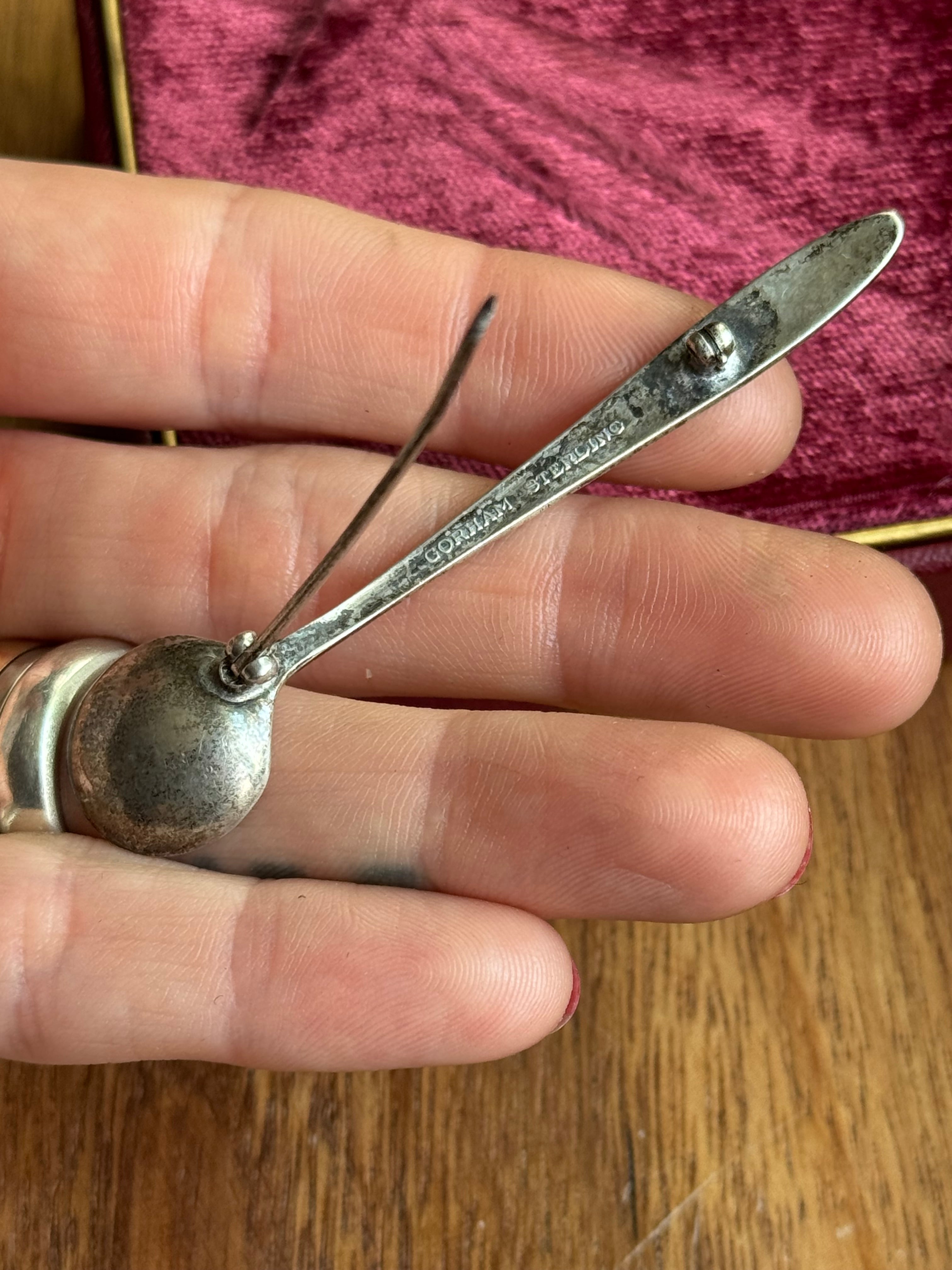 Vintage Sterling Silver Star Stamped Spoon Pin