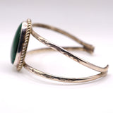 Vintage Sterling Malachite Roper Cuff Bracelet 6.75"