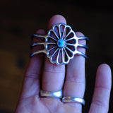 Vintage Sterling Turquoise Sandcast Cuff Bracelet