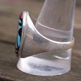Vintage Sterling Zuni Inlay Ring 11.5
