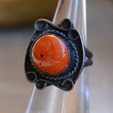 Vintage Sterling Coral Ring 4.75