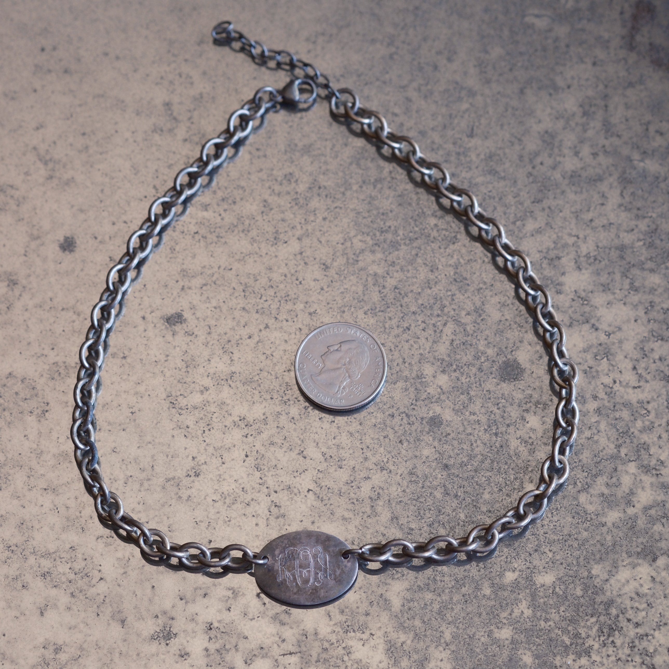 Vintage Sterling Silver Chain Engraved Necklace 16"