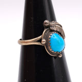 Vintage Sterling Turquoise Feather Ring 6