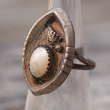 Vintage Sterling Mother Of Pearl Ring 4.25