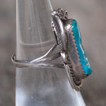 Vintage Sterling Turquoise Feather Ring 6.25