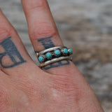 Vintage Sterling Snake Eye Turquoise Band Ring 5.75