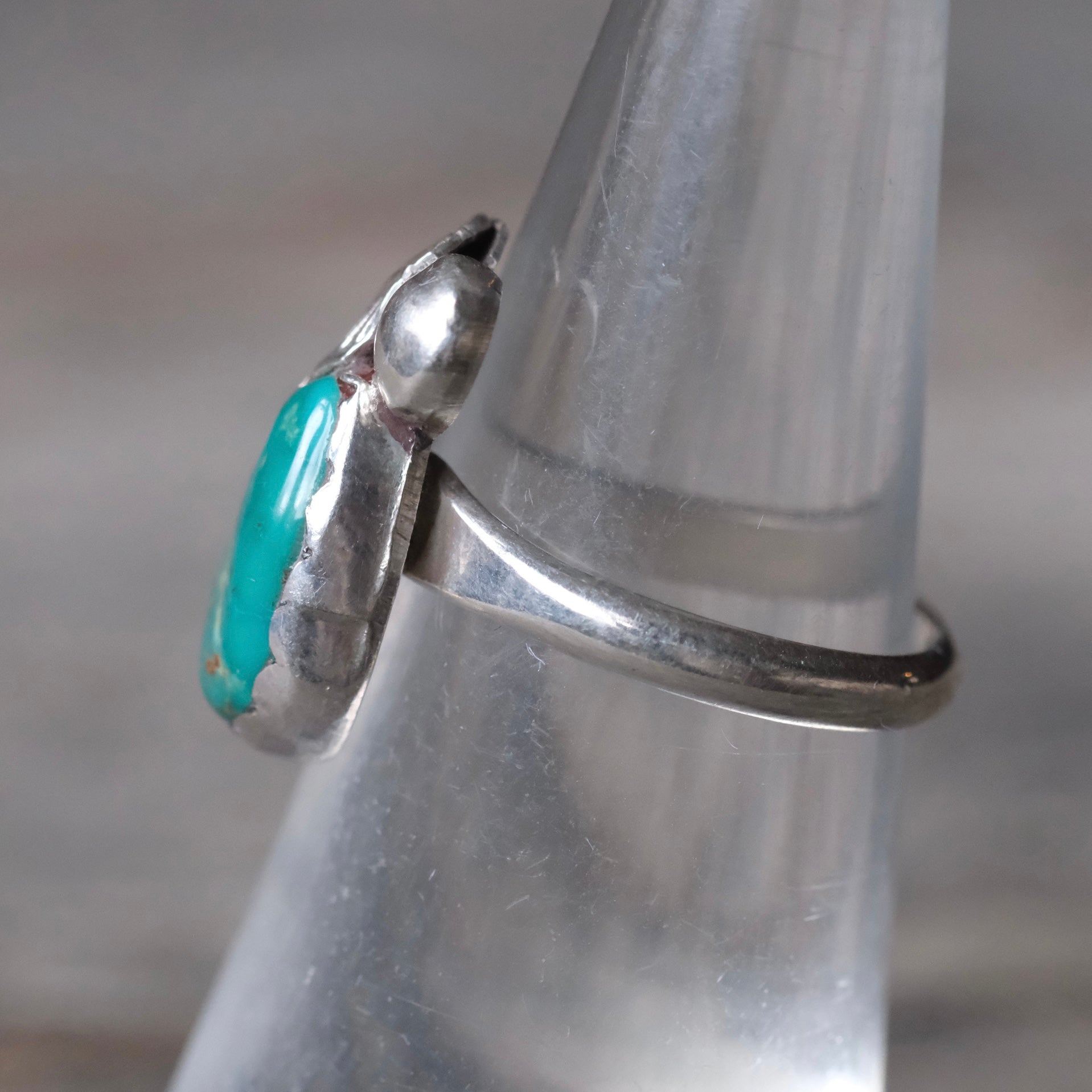 Vintage Sterling Turquoise Feather Ring 5.5