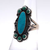 Vintage Sterling Zuni Inlay Turquoise Ring 7