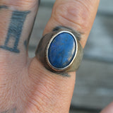 Vintage Sterling Lapis Signet Ring 9.5