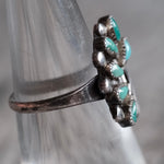 Vintage Sterling Turquoise Petit Point Ring 6.25