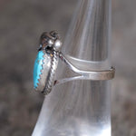Vintage Sterling Turquoise Feather Ring 4.75