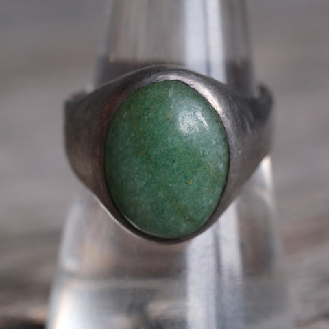 Vintage Sterling Jade Ring 10.5