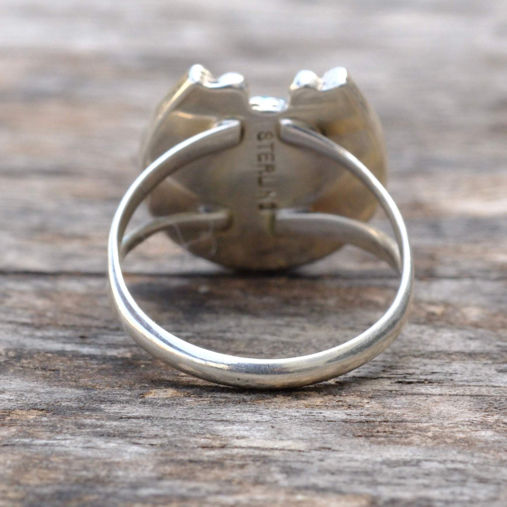 Vintage Sterling Turquoise Horseshoe Ring 8.5
