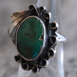 Vintage Sterling Turquoise Feather Ring 5.5