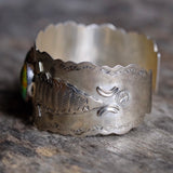 Vintage Sterling 3-Stone Stamped Arrowhead Cuff Bracelet