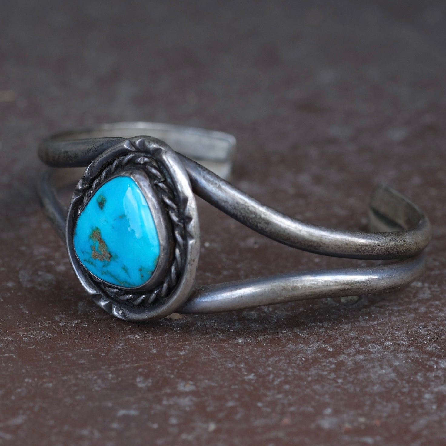 Vintage Sterling Turquoise Roper Cuff