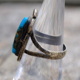Vintage Sterling Turquoise Florette Ring 7.25