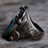 Vintage Sterling Turquoise Feather Ring 10