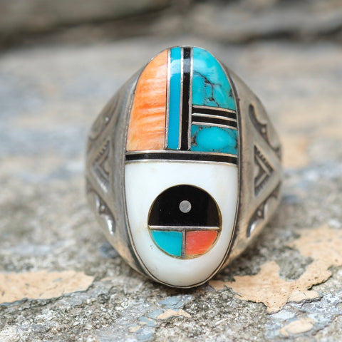 Vintage Sterling Zuni Inlay Ring 10