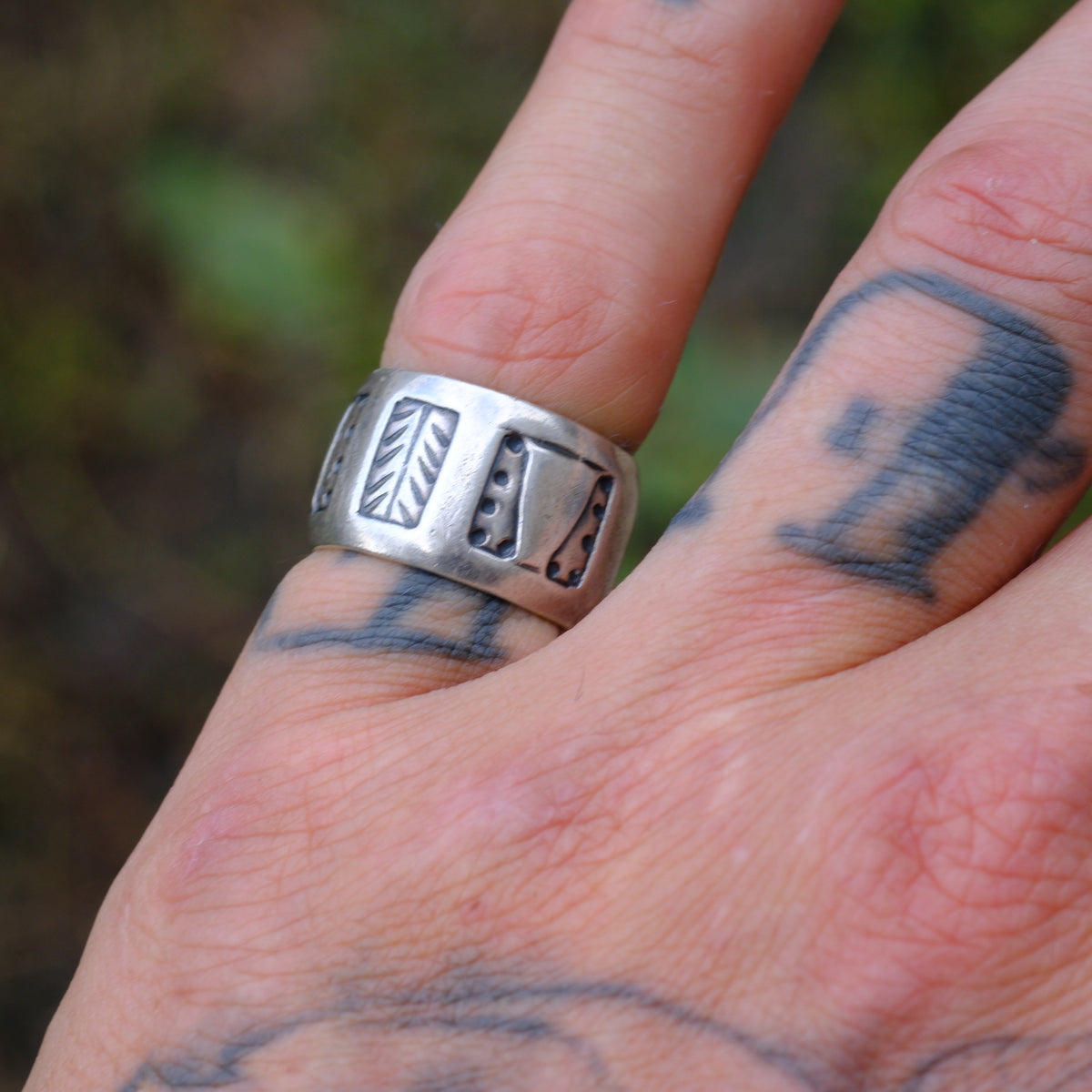 Vintage Sterling Chunky Stamped Band Ring 5
