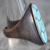 Vintage Sterling Turquoise Inlay Ring 9.75