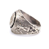 Vintage Sterling L Initial Military Signet Ring 6.5