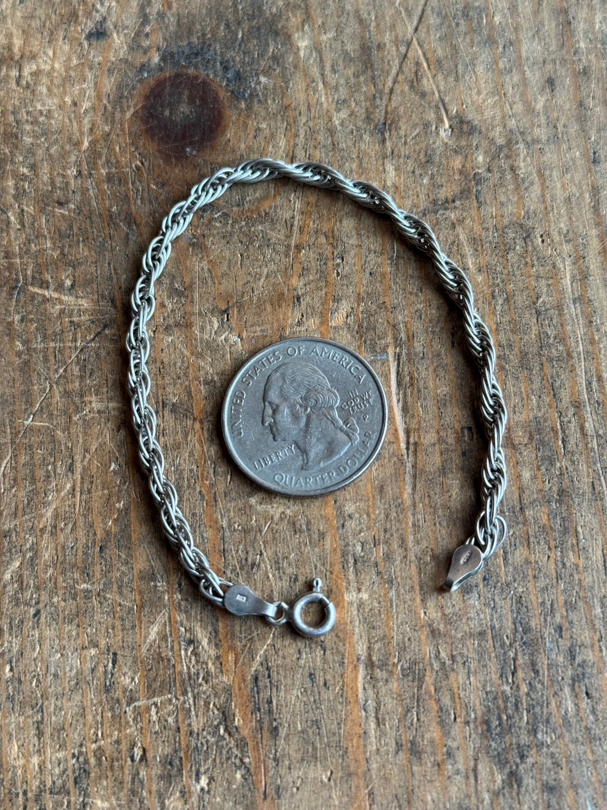 Vintage Sterling Silver Rope Chain Bracelet