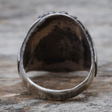Vintage Sterling Turquoise Ribbed Band Ring 11.75
