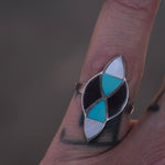 Vintage Sterling Inlay Ring 5