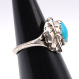 Vintage Sterling Turquoise Feather Ring 5.25